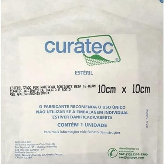 Curativo Alginato de Cálcio e Sódio 10 x10 Curatec 01 Unidade